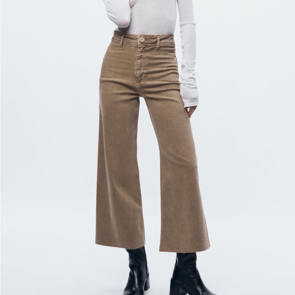 Zara Women's Marine Straight High Rise Jeans in Brown